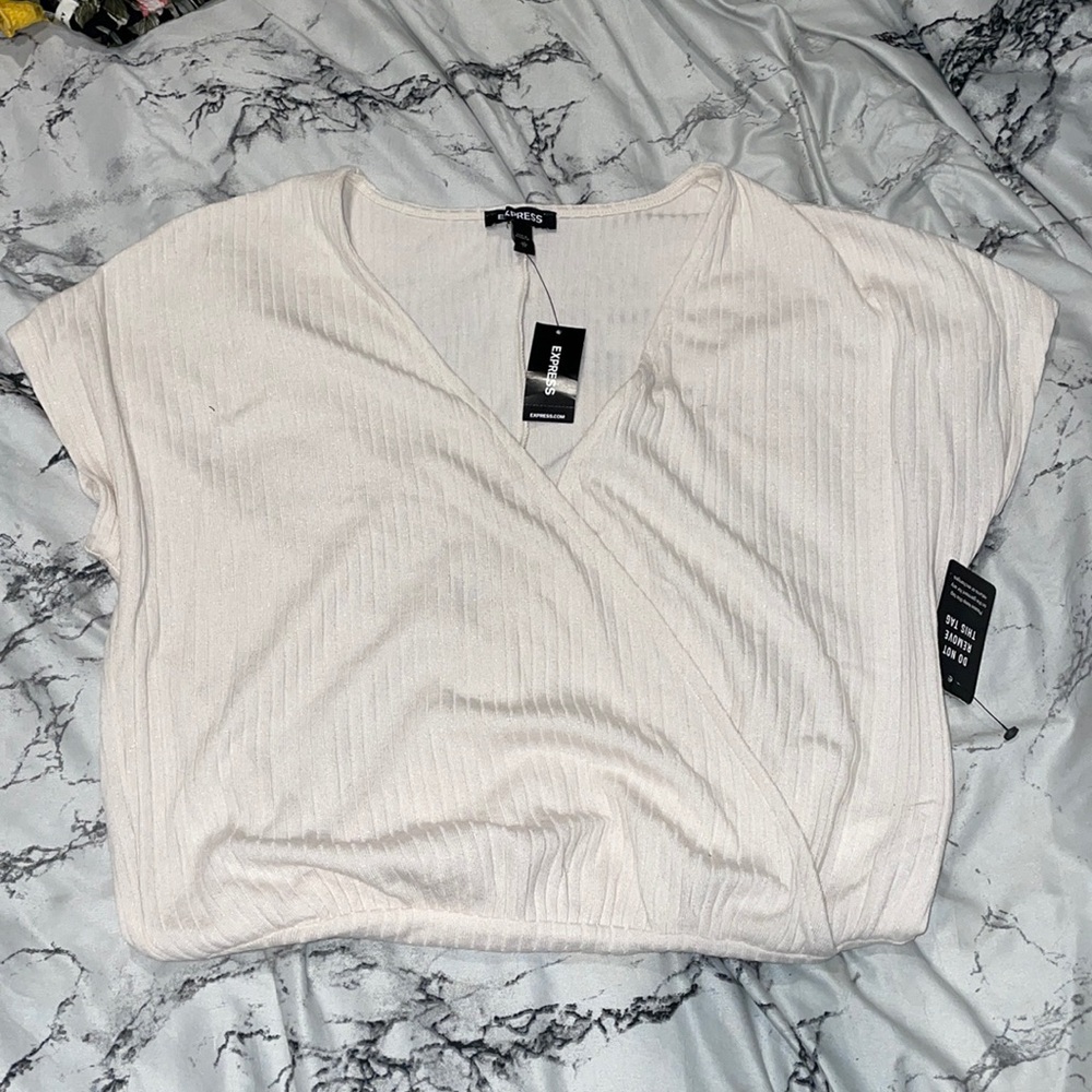 NWT Express Ivory Metallic Knit Bodysuit